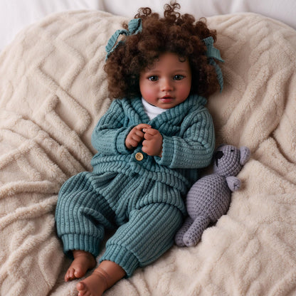 BABESIDE Lifelike Reborn Baby Dolls Black Girl, 20 Inch Soft Body Realistic Newborn Baby Doll Poseable Limbs Real Life Baby Dolls with Clothes and Toy Gift for Kids Age 3+