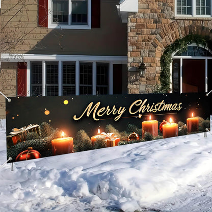 BlissYard Merry Christmas Banner 78x17 Inches light Garland Backdrop Christmas Wall Hanging Holiday Fence Decoration Party Yard Sign Indoor Outdoor Display