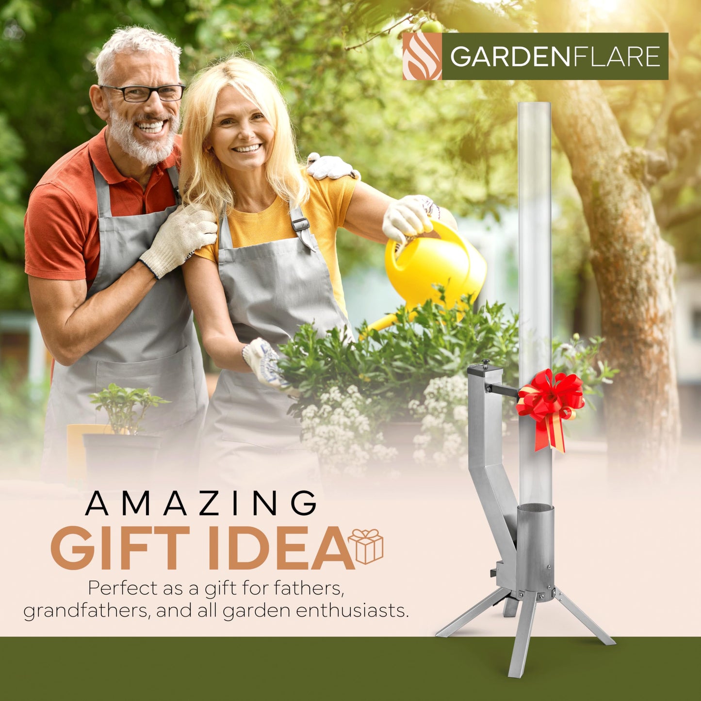 Gardenflare GARDENFLARE Stainless Steel Pellet Stove & Smokeless Firepit, Wood Pellet Patio Heater for Ambiance - Fire Pit for Patio, Fire Tube, Outside Backyard Bonfire & Outdoor Fireplace