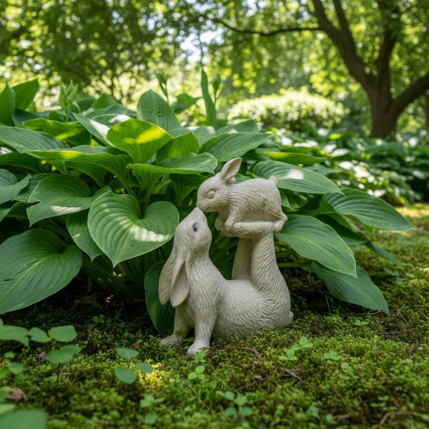 Braxio Rabbit Decor for Home Garden – Kissing Bunny Statue, Living Room, Bookshelf, or Patio Decor, Resin Figurine for Animal Lovers, 6.3" L x 2.6" W x 7.9" H