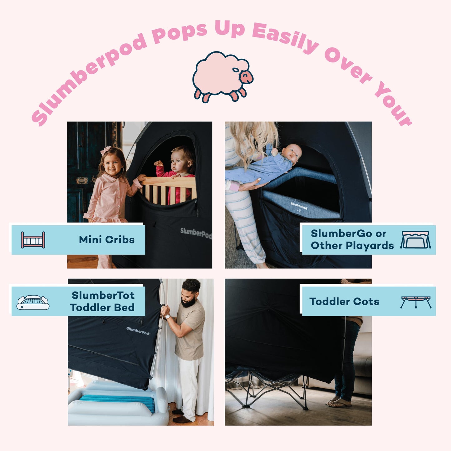 SlumberPod with Fan The Original Blackout Sleep Tent Travel Essential for Baby and Toddlers, Mini Crib and Pack n Play Cover, Sleep Pod with Monitor Pouch and Fan Pouch, Blocks 95%+ Light, Black