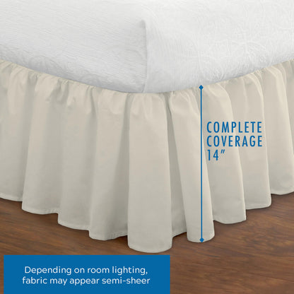 FRESH IDEAS Bedding Ruffled Bedskirt, Classic 14” Drop Length, Gathered Styling, Queen, Ivory (FRE30114IVOR03)