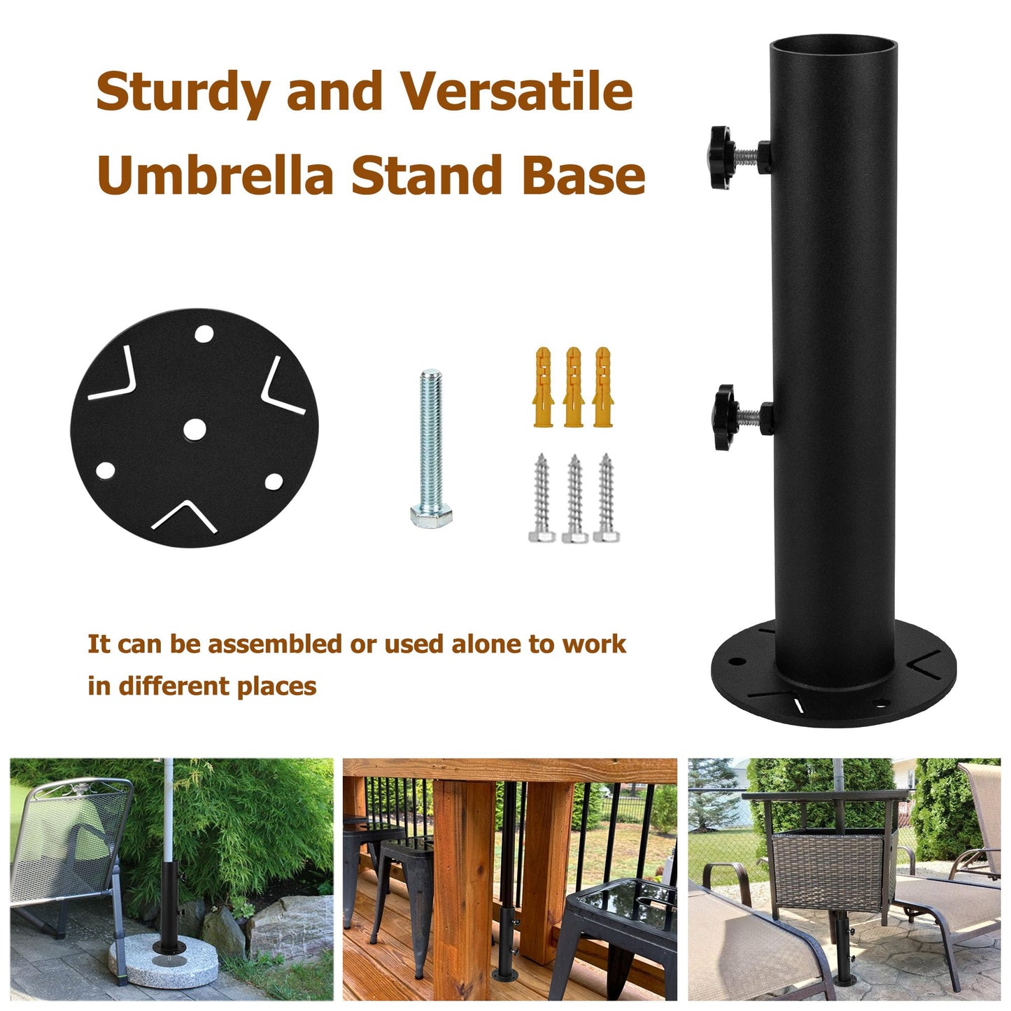 VANROUG Universal Granite Umbrella Stand Tube Outdoor, Stone Umbrella Tube Base, Table Umbrella Tube Bracket, DIY Metal Tube Umbrella Mount, Marble Flag Pole Stake Holder