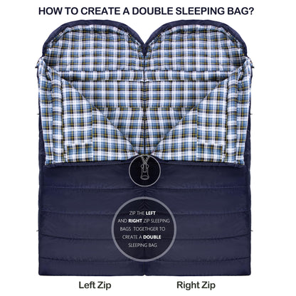 HiZYNICE Sleeping Bags for Adults Large Wide Cold Weather 20 Degree XL XXL Plus Size Oversized,Navy Blue Right Zip