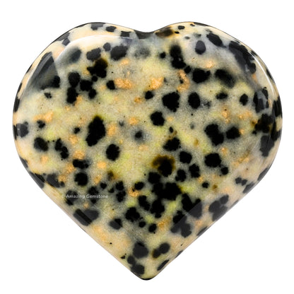 Amazing Gemstone Dalmatian Jasper Stone Heart - Pack of 2 Crystal Heart Stones Rocks - Corazones De Piedra Crystals and Healing Stones Heart Shaped Crystal - Stocking Stuffers Gifts