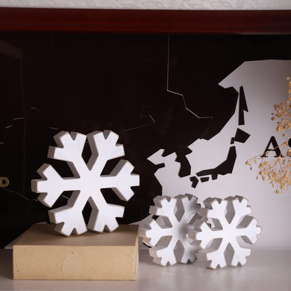 WAWOO 3 Pieces Winter Farmhouse Snowflake Decor - White Distressed Snowflakes for Christmas, Photo Props, Fireplace