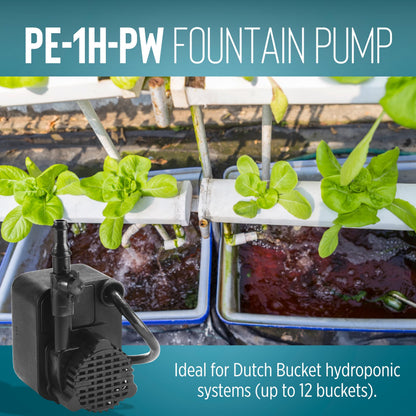 Little Giant PE-1H-PW 115 Volt, 1/125 HP, 186 GPH Epoxy Encapsulated Small Submersible Pump for Fountains and Shallow Water Applications, Hooded Volute and Flow Control Valve, 6-Ft Cord, Black, 566604