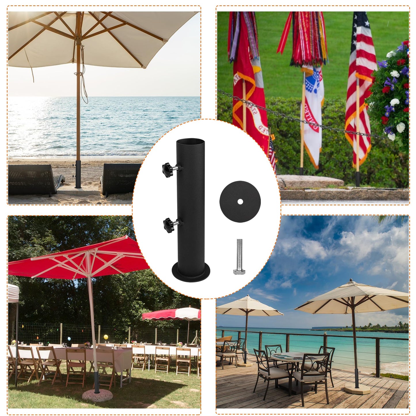Wdwlbsm Granite Umbrella Stand Tube Heavy Duty Stone Umbrella Base,Table Umbrella Tube Bracket,DIY Umbrella Stand Parts Outdoor,Umbrella Parts Base Holder for Cement and Granite Boards