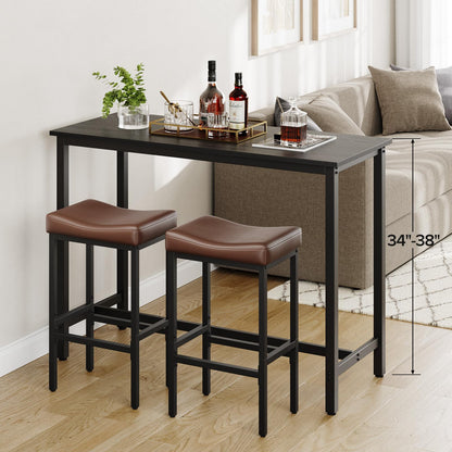 Vellorise 24 Inch Counter Height Bar Stools Set of 2, Compact Counter Stools for Small Spaces, Premium Faux Leather Barstools with Right-Sized Saddle Seat & Metal Legs, 15-Minute Easy Assembly, Black