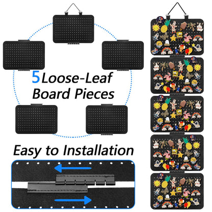 OXDFK Hanging Enamel Lapel Pin Organizer with 5 Loose-leaf Board Pieces, Removable Hanging Brooch Pin Storage Display Pages, Enamel Pin Display Panels for at Least 210 Pins (Removable)