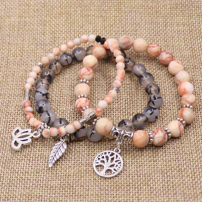 UEUC Tree of Life Yoga Healing Stone Bracelets,Multilayer Lotus Chakra Stone Reiki Bracelet Sets,Anxiety Crystal Natural Stone,for Women Stress Relief