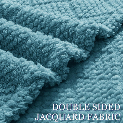 Whale Flotilla Fuzzy Fleece Throw Blanket for Couch, Bed, Soft Fluffy Jacquard Waffle Blankets for All Season, Lightweight and Warm, 50x60 Inch, Slate Blue