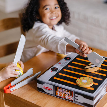 Melissa & Doug Grill and Serve BBQ Set with Pretend Play Toy Food & Kids Play Kitchen Accessories, Preschool Learning Toys for Girls & Boys 3+