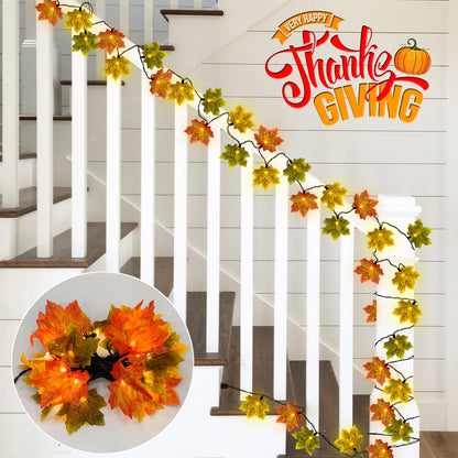 SUNSGNE 13.6FT Fall Lights Thanksgiving String Lights, 35LED Orange Yellow Green Maple Leaf String Lights for Thanksgiving Autumn Halloween Party Indoor Bedroom Home Decor