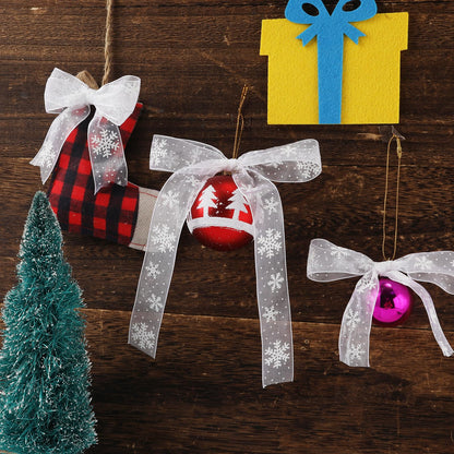 Christmas Ribbon, 1 Inch x 11yards White Snowflake Ribbon Christmas Ribbon for Crafts Making Gift Wrapping Winter Holiday Xmas Decor
