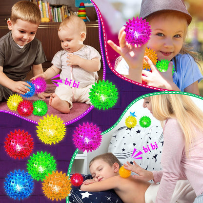 Sensory Light Up Bouncy Balls - Sensory Toys for Kids with Autism Toys for 3-4 5-7 8-12 Gifts for Boys Girls Spiky Stress Balls Novelty Noisemaker Toys Easter Basket Stuffers