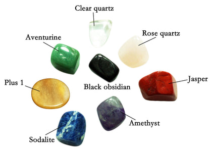 7 Chakra Stones in Oranic Shape & 1 Worry Stone in Oval Shape, Tumbled Chakra Healing Crystal & Polished Rocks for Meditation, Reiki, Chakra Balancing, Protection, and Crystal Décor