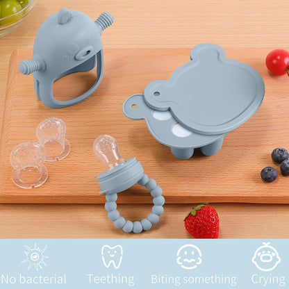 Gedebey 3-in-1 Baby Food & Fruit Feeder Set – Breastmilk Popsicle Mold with Freezer Tray, Teething Relief Toy, BPA Free Infant Silicone Feeding Combo, 3 Bonus Sizes (S/M/L) Sacs (Sky Blue)