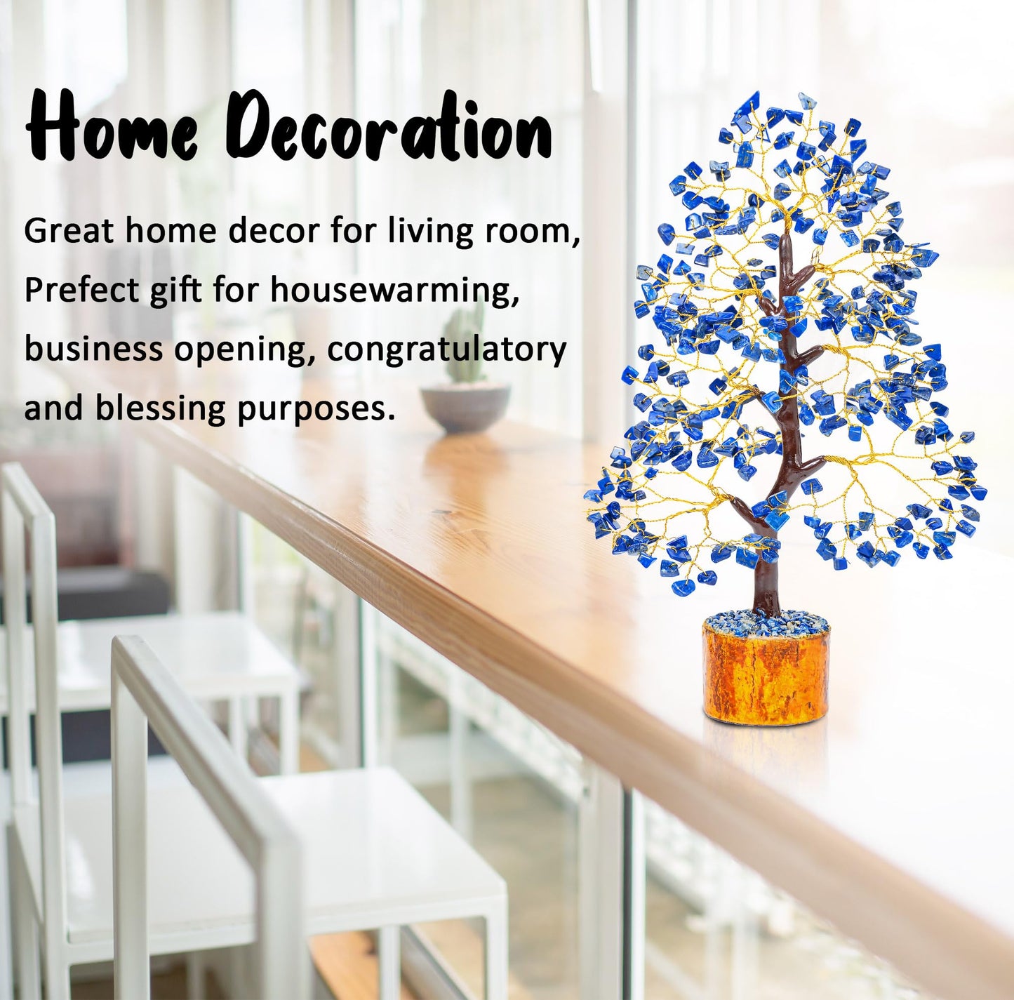 Crocon® Lapis Lazuli Crystals and Healing Stones Tree, Birthday Gifts for Women, Gifts for Mom Birthday, Crystal Tree for Positive Energy, Home Office Blue Decor, Spiritual Gift for Women & Men