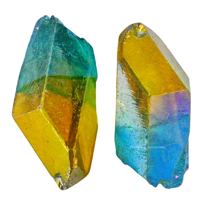 Amazing Gemstone Yellow Aqua Aura Quartz Raw Crystals Point and Healing Stones, Natural Rocks for Meditation and DIY Raw Stones and Crystals (1 lb)