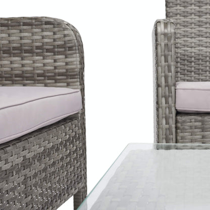 SAFAVIEH PAT7505B Collection Aboka Grey 4-Piece Outdoor Living Patio Set
