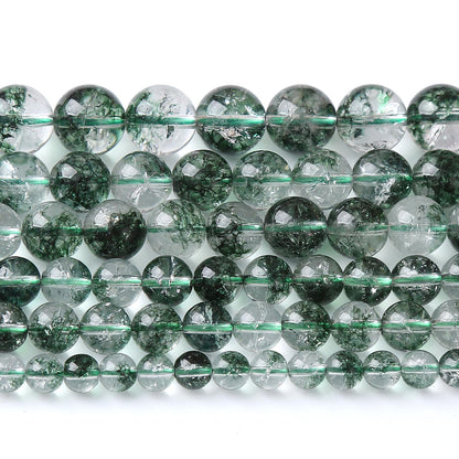 6MM 60PCS Natural Stone Dark Green Crystal Beads Ghost Quartz Loose Beads for Jewelry Making DIY Bracelet