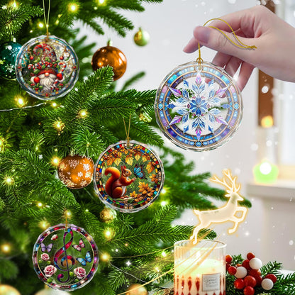Stained Glass Snowflake Ornament, Snowflake Christmas Tree Ornaments, Gift Exchange Idea