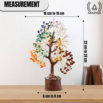 ARADVED 7 Chakra Crystal Tree 300 Beads & Healing Bracelet Set - Tree of Life Feng Shui Decor for Positive Energy - Gemstone Money Tree with Matching Chakra Bracelet for Meditation & Spiritual Gifts
