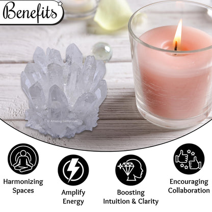 Amazing Gemstone Large Clear Quartz Crystal Cluster Points for Meditation, Home Decor and Gift - Natural Quartz Crystals and Healing Stones for Enhance Energy with Large Crystals Points