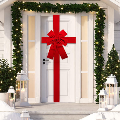 gisgfim 2pcs Christmas Cabinet Door Ribbon Big Red Bow Large Door Lace Christmas Tree Bow Holiday Decorations Christmas Front Door Party Supplies
