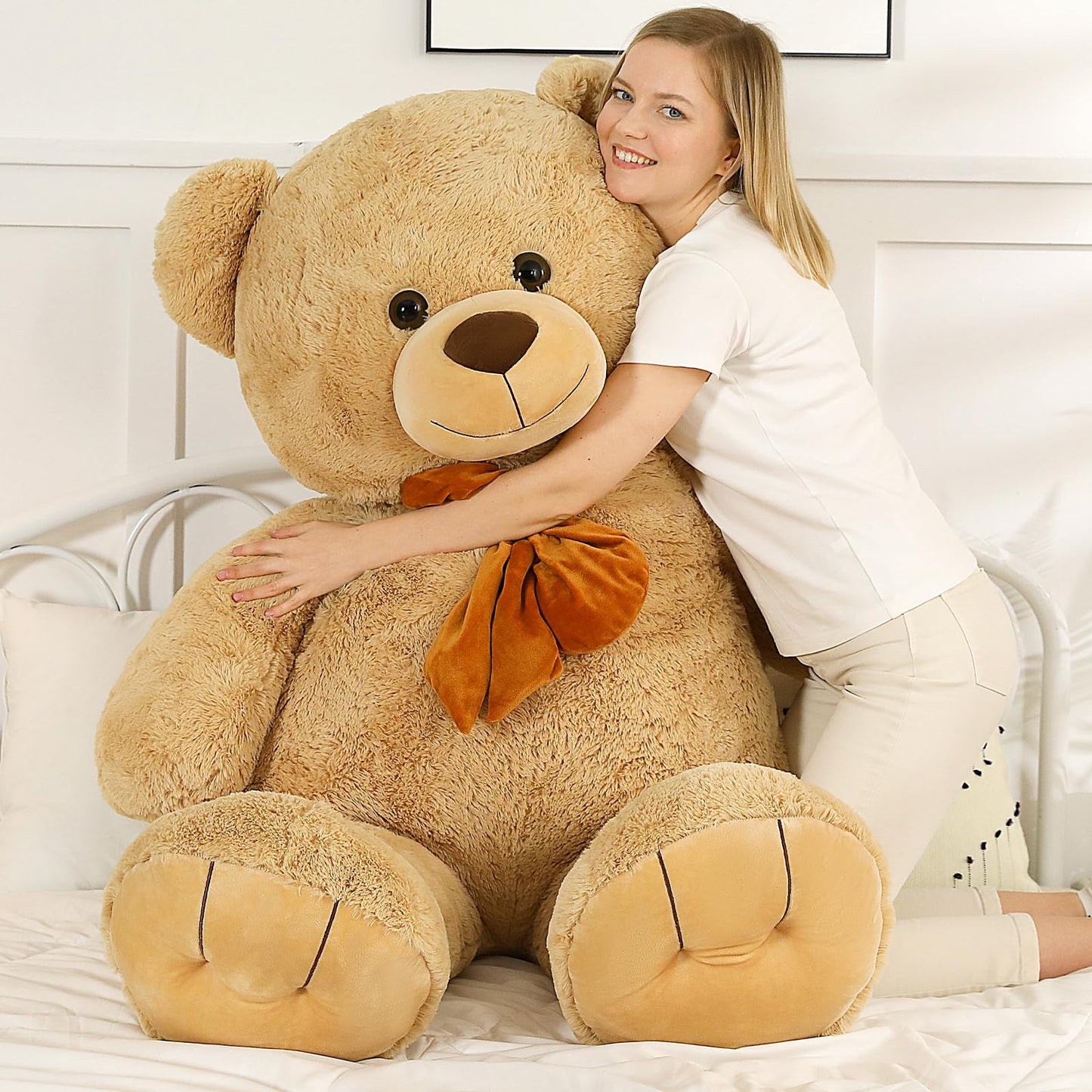 MaoGoLan Giant 59" Teddy Bear Stuffed Animal, Cuddly Large Classic Teddy Bear Plush Toy Gift for Girlfriend Boyfriend Kid, 5ft Brown Stuffed Animal for Valentines Day Birthday Gift Baby Shower Decor