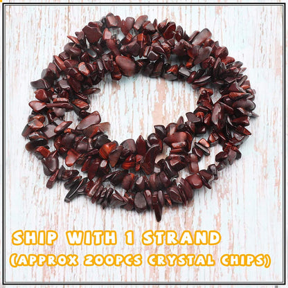 500 pcs Natural Chip Stone Beads, Red Tiger Eye 5-8 mm Irregular Gemstones Healing Crystal Loose Rocks Bead Hole Drilled for Jewelry Making Bracelet
