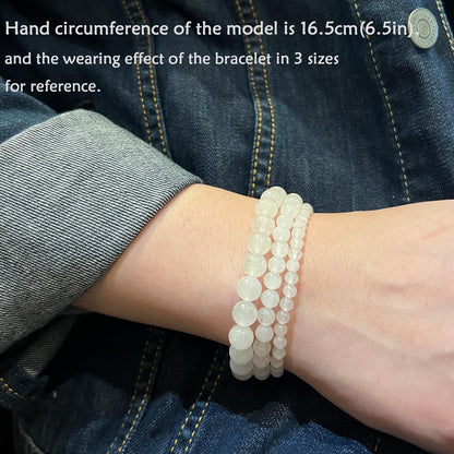 CHCCOYE 6mm Natural Healing Gemstone Bracelet Handmade Yoga Stretch Elastic Bracelet Stress Relief Crystal Jewelry for Men and Women (6mm, White jade)
