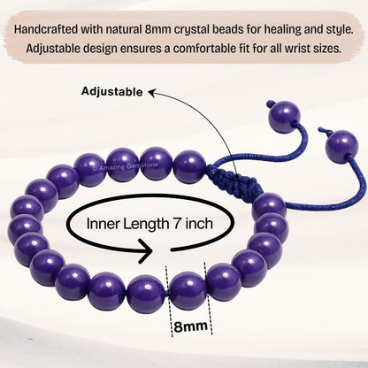 Amazing Gemstone Phosphodorite Bracelet for Women Men's Gifts - Protection Healing Crystal Bracelet - 8mm Beaded Adjustable Bracelet Pulseras Para Hombres Mujer Stocking Stuffers