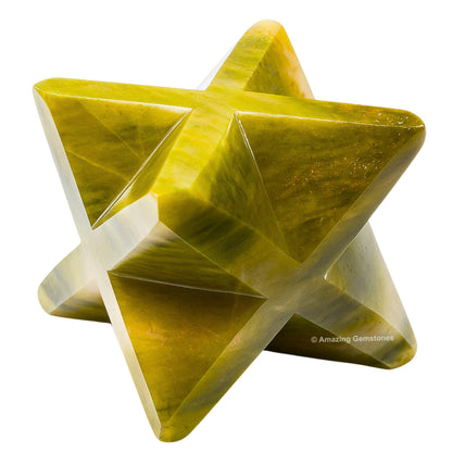 Amazing Gemstone Vesuvianite Merkaba Crystal - 0.75 Inches Metaphysical Merkaba Star for Meditation - Energetic Tetrahedron Crystal and Healing Stones for Spiritual Growth and Healing (15-20mm)