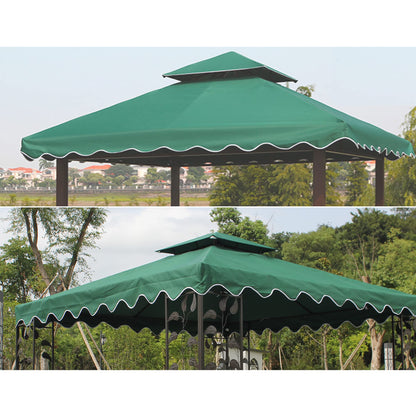 AQINGR Gazebo Canopy Top Replacement Cover 118"x118",for Smaller 10'x10' Dual-Tier, Water, Dirt, and UV Resistant Canopy Replacement Cover, 2 Tier Design with Scalloped Edge(Green Scalloped Edges)