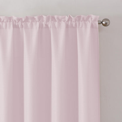 Chyhomenyc Bennet Blush Pink Valance for Windows, Faux Linen Slub Textured Semi Sheer Small Window Kitchen Valance Curtain, Rod Pocket Cafe Valance for Bathroom Laundry Basement, 30Wx14L inch, 2 Piece