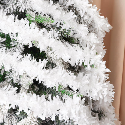 KIMOBER 32.8 Ft Christmas Tinsel Garland,White Metallic Garland with Snowflake for Christmas Tree Xmas Party Decorations