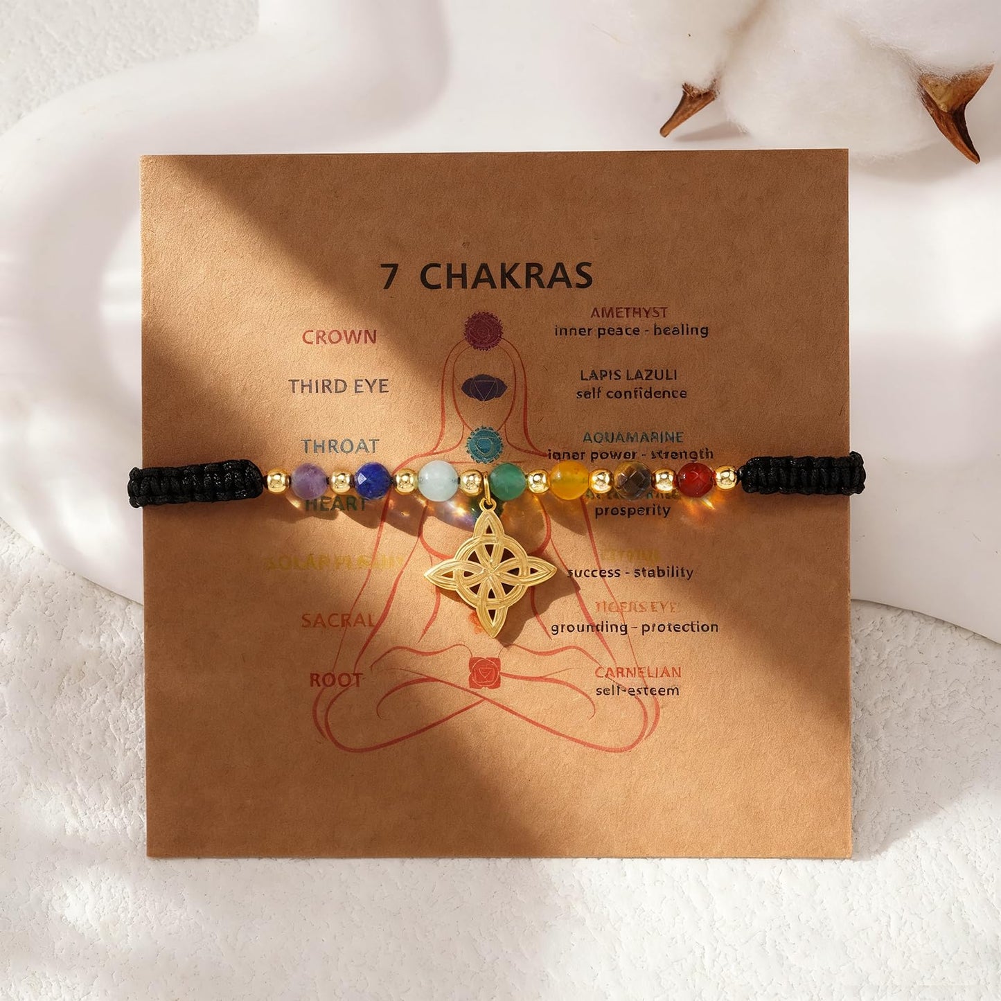 Winerbalaa 7 Chakra Witches Knot Bracelet for Women,Inspirational Healing Stone Beaded Black String Bracelets,Stress Relief Spiritual Inspirationa Gifts Jewelry Bracelets Sister Bestie Friendship