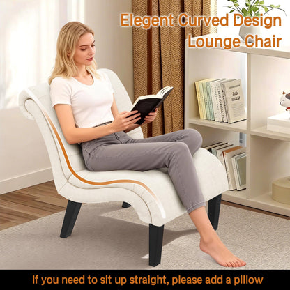 Yongqiang Accent Chair for Bedroom Living Room Chairs Tufted Upholstered Lounge Chair with Wood Legs Linen Fabric