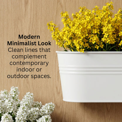 LaLaGreen Wall Planter (9.8 Inch, 10 Pack) White Oval Metal Hanging Decor Plant Holder Wall Planters for Indoor Plants Porch Plants Balcony Decoration Pot Baskets Pots Mounted Indoor Window Planters