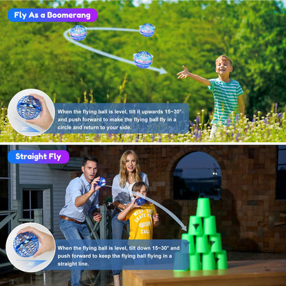Kidsjoy Fly Orb Hover Ball Floating Boomerang Spinner Drone Balls - Cool Toys Gifts for 6-15 Year Old Boys & Girls (Blue) (Blue_01)