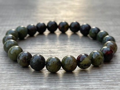 GAF TREASURES Dragons Blood Jasper Crystal Bead Bracelet 8mm, Genuine Dragons Blood Jasper Stretch Gemstone Bracelet, Healing Crystal Bracelet, Gift for Men & Women (1)