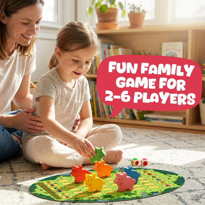 SkilLify Run Piggy Cooperative Board Game, Adorable Family Dice Game for Kids Ages 3-7, Color Matching Board Game, Preschool Learning Toy, 2-6 Players