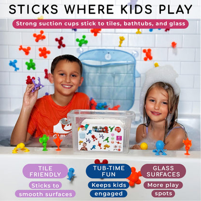ODELA Genius Sucker Toys 42PCs Sea Animals Edition – Fun Colorful Toddler Bath Toy Animal Toys for Toddlers 1-3 – Safe and Durable Materials – Educational and Cute Designs – Ideal for Bath Time, Pool
