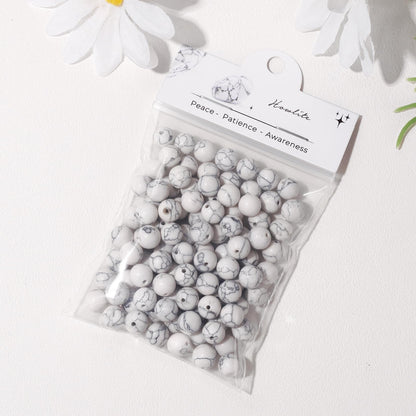 Raicegs 100pcs 8mm Howlite Beads Natural Gemstone Beads Round Loose Beads for Jewelry Making DIY Bracelets Necklace