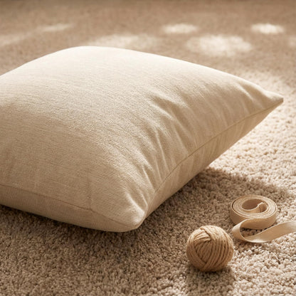 Set of 4 Neutral Throw Pillow Covers 18x18 Inch, Neutral Boho Farmhouse Aesthetic Decorative Pillow Cases for Couch, Sofa, Living Room & Bed, Soft Chenille Pillow Cases, Stylish Home Decor, 45x45 cm