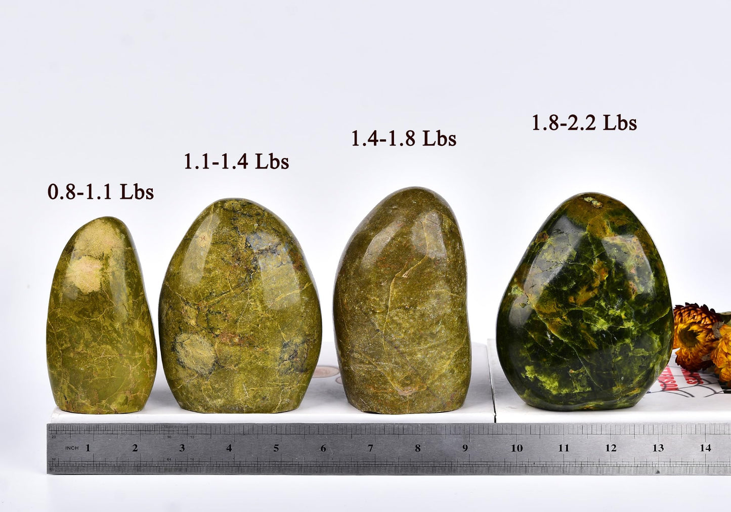 AMOYSTONE Natural Green Opal Polished Paperweight for Office - Small Decorative Healing Crystal, Desk Feng Shui Gemstone Home Decor 0.7~1 LBS