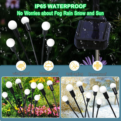 Solar Garden Lights Outdoor, 2 Pack 16 LED Solar Purple Firefly Lights Waterproof, Starburst Wind Swaying Light for Outside Yard Patio Planter Flower Bed Walkway Halloween Christmas Decoration