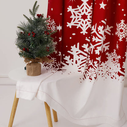 CAROMIO Christmas Curtains for Living Room 2 Panel Sets, Red Velvet Window Curtains 84 Inches Long, Floral Snowflake Decoration Curtain, Thermal Insulated Room Darkening Curtain, 52 x 84 Inches